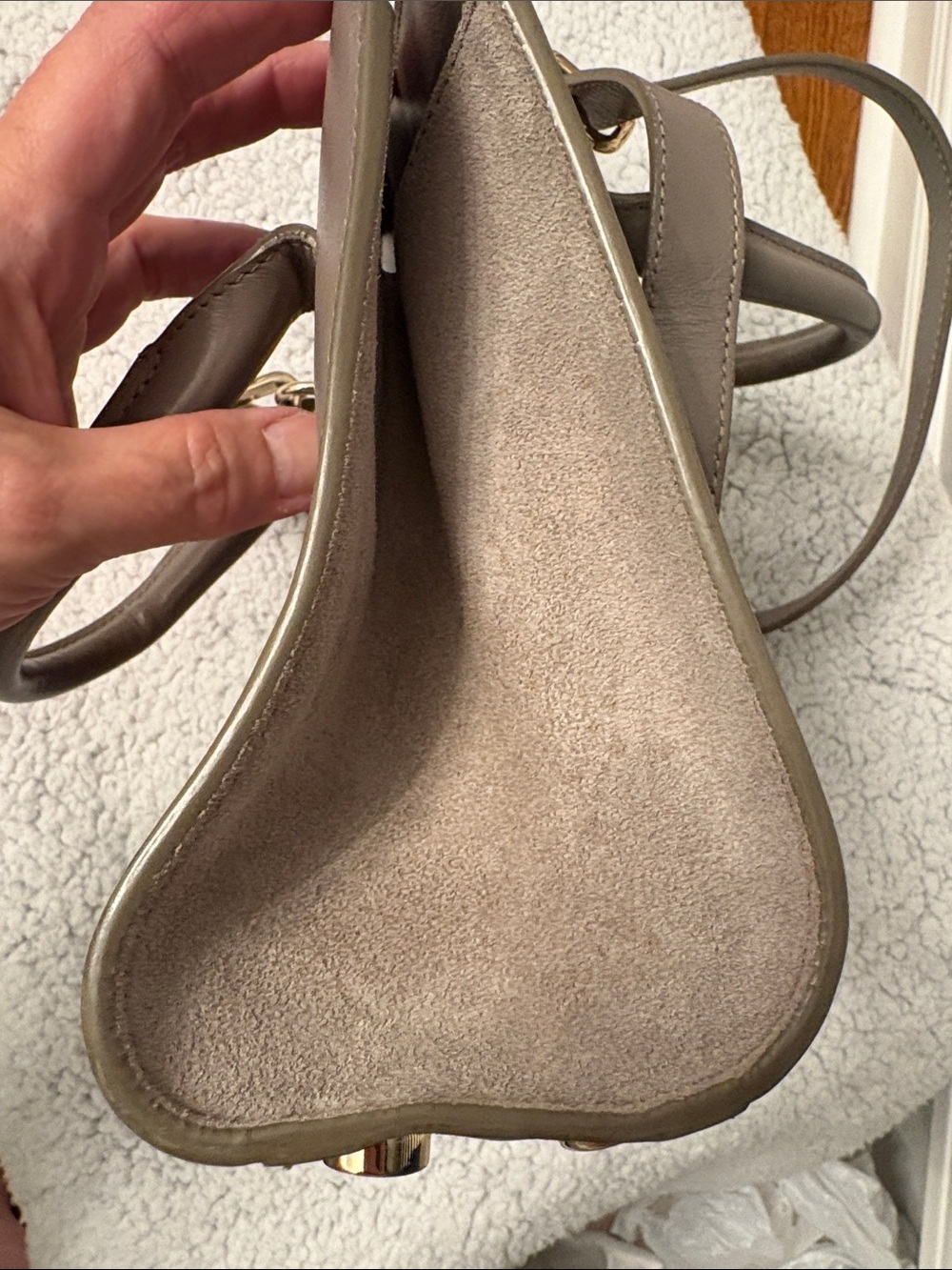 🌟 Authentic Jimmy Choo Riley S Small Calf Leather Crossbody Handbag Taupe Gray - Picture 6 of 14